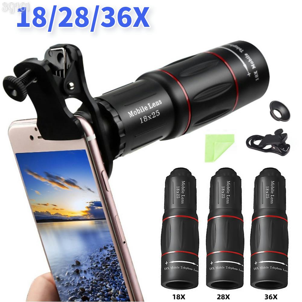 Lente de cámara de teléfono móvil 18/28/36X, telescopio Monocular con Zoom Universal, lente de telescopio óptico para acampar, cazar y deportes