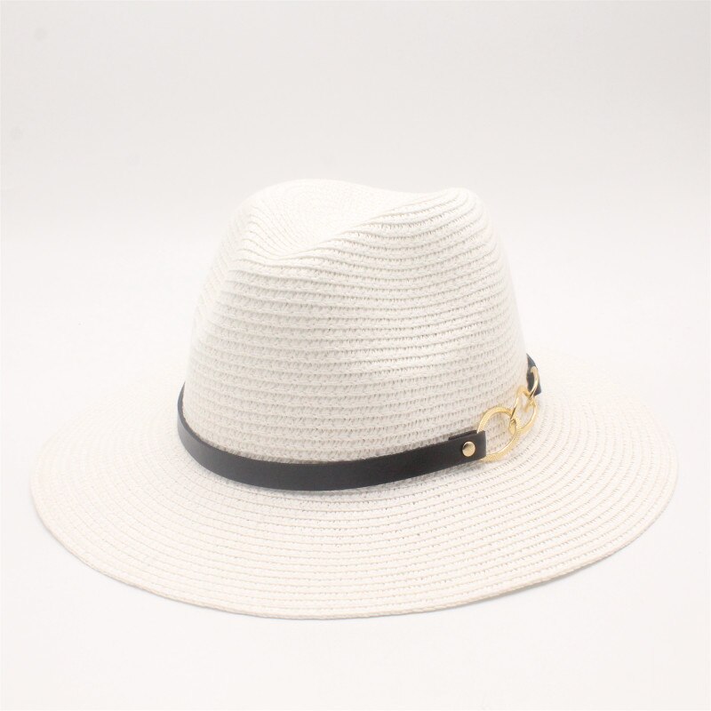 Seioum Brand Khaki Straw Hat Men Panama Caps Summer Style Sun Hat Beach Classic Male Hats And Caps: white