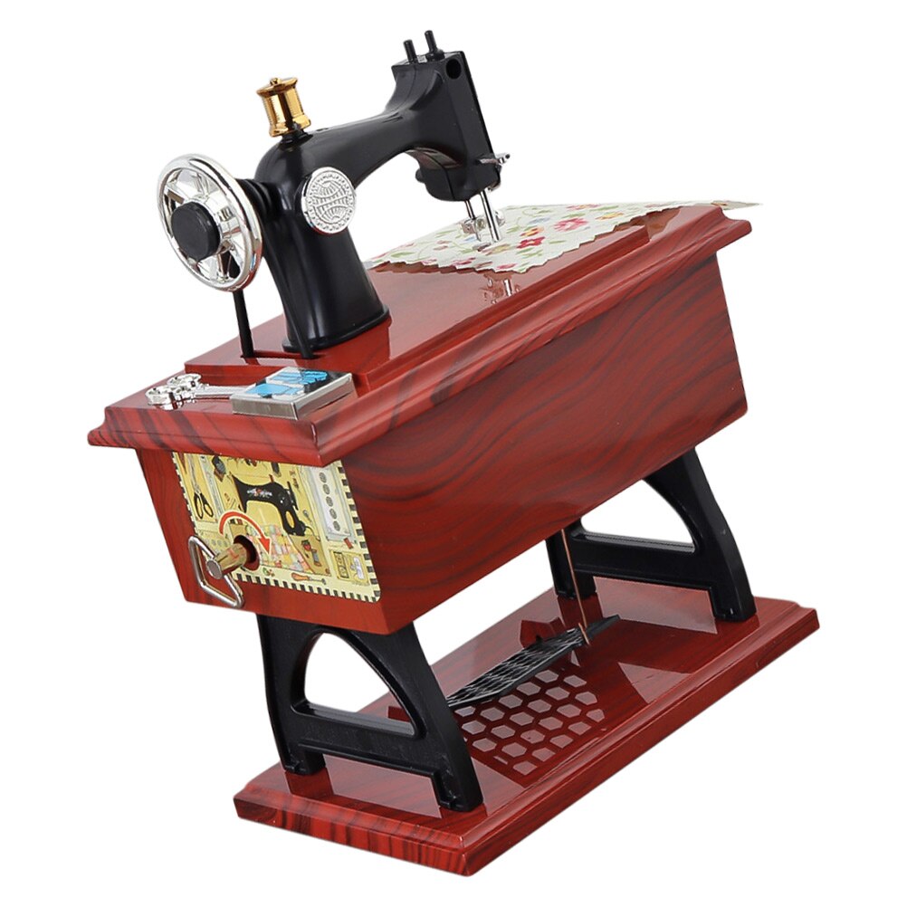 Mechanical Musical Box Sewing Machine Shape Desktop Decoration Birthday