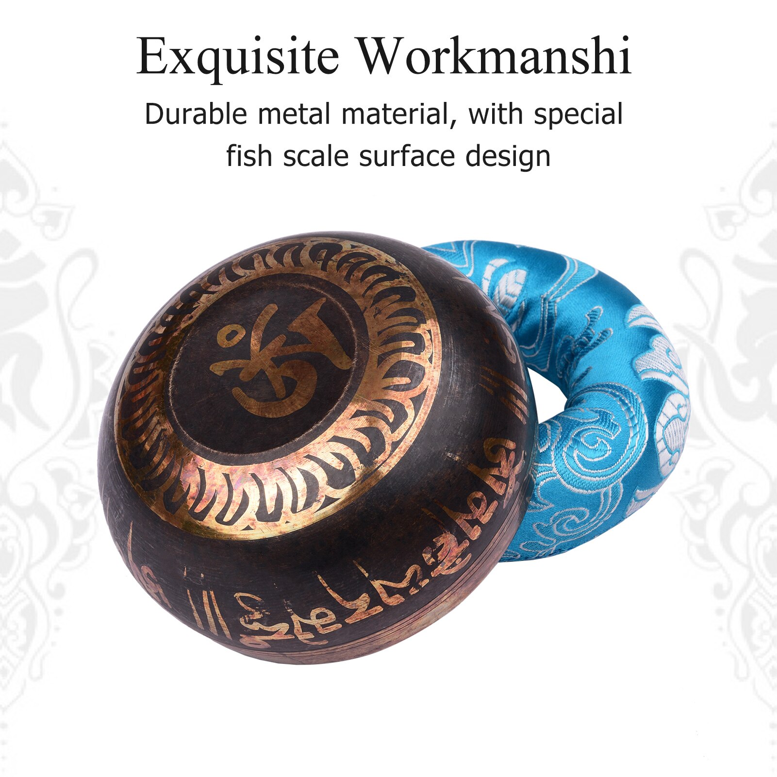 Ammoon – ensemble de bols chantants tibétains de 10.5cm/4 pouces, avec son en métal fait à la main, coussin doux de couleur aléatoire) et bâton en bois