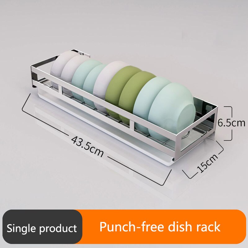 304 stainless steel kitchen rack, pot rack, wall-mounted punch-free cutting board, tool rack kitchen appliances: Bowl basket