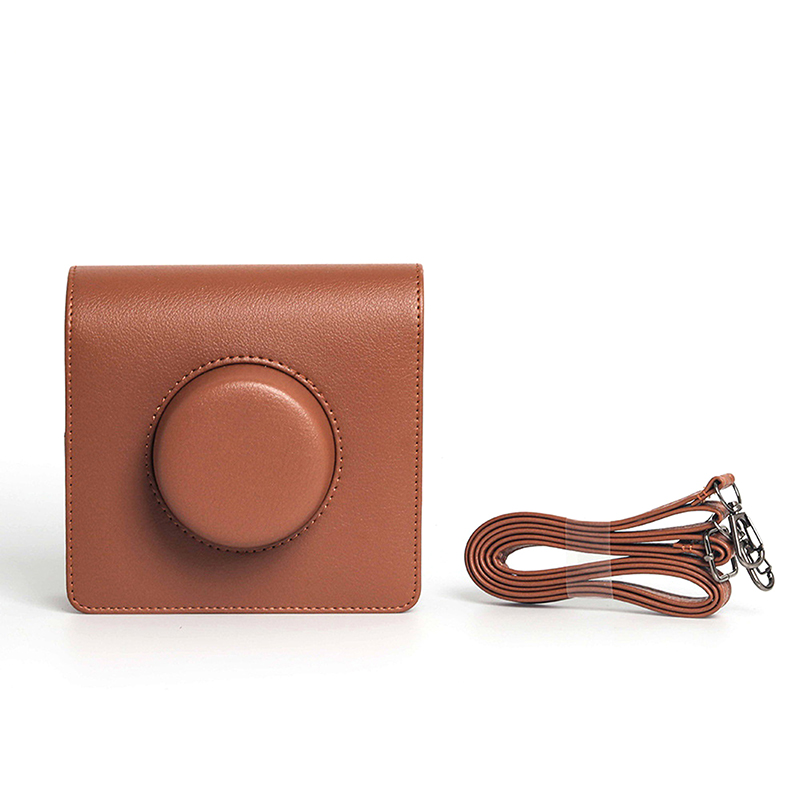 For Instax Wide Evo Camera Retro Camera Bag Protective Case PU Leather Cover With Shoulder Strap Storage Protective Bag: Light Grey