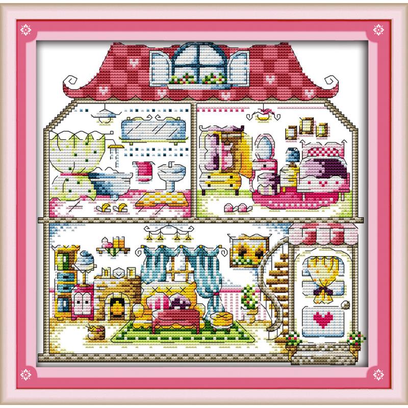 Joysunday Woonkamer Cartoon Patroon Borduurpakket 14ct 11ct Canvas Stof Diy Kleine Huis Patroon Handwerken Borduren Set