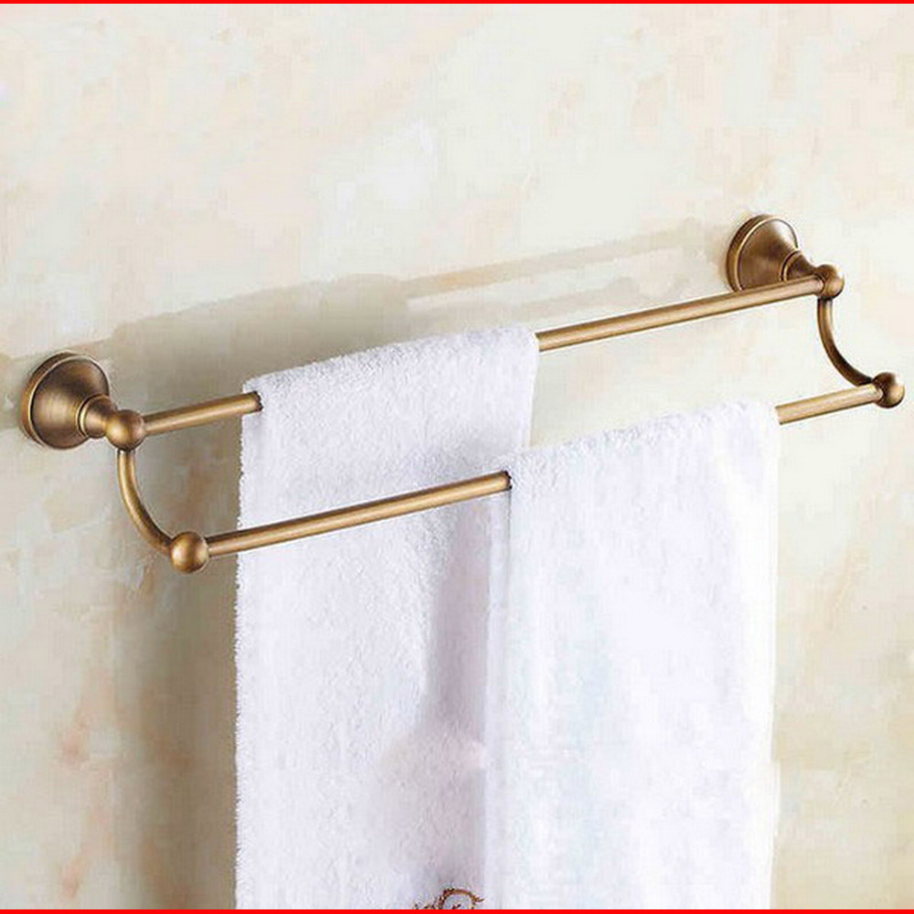Antique Brass Wall Mounted Double Towel Rail Holder Rack Bathroom Accessories Towel bar Towel holder tba077
