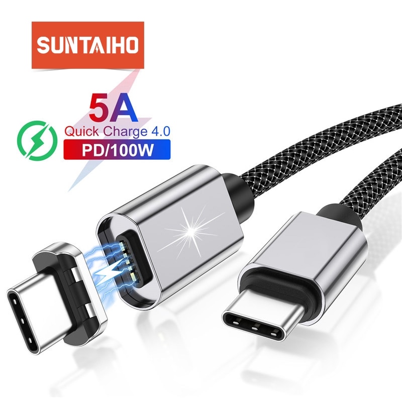 Kabel magnetyczny Suntaiho100W typ C robić kabla typu C robić szybkiego ładowania Huawei P40 PD dla MacBook zawodowiec przełącznik Nintendo szybki kabel USB