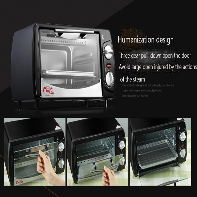 Household Mini Baking Oven 12L Stainless Steel Electric Glass Oven Cake Toaster Kitchen Appliances CS1201A