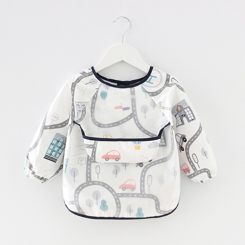 Baby Kids Peuter Lange Mouwen Sjaal Waterdicht Art Kiel Voeden Bib Schort Pocket Baby Jongens Meisjes Burp Doek Banaan Slabbetjes: WZY0003