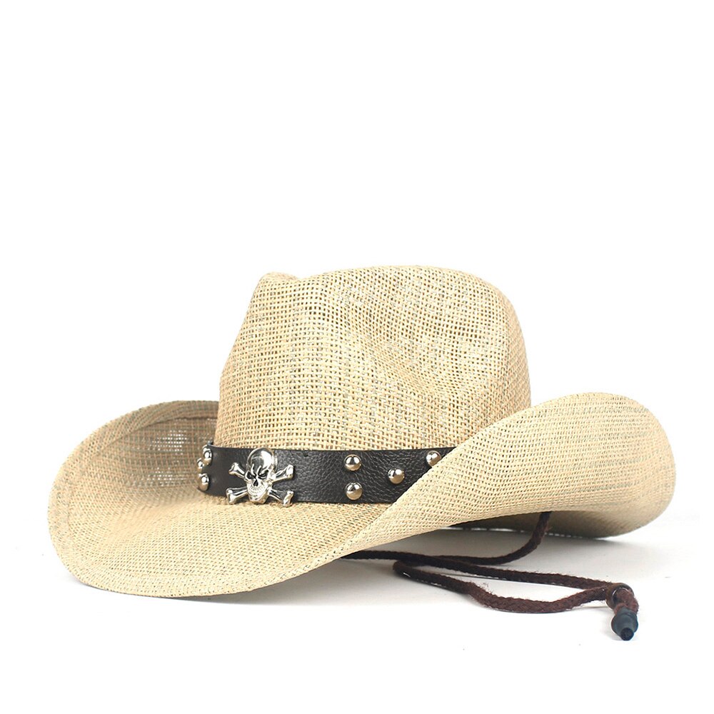 Western Cowboy Hat100% Straw Men Women Cowgirl Summer Hats For Lady Sun Hat Sombrero Hombre Beach Cowgirl Jazz: C7