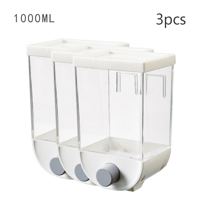 Wall Hanging Storage Box for Grains Plastic Containers for Cereals Kitchen Pots Food Storage Wall-mounted Storage Box: 1000ML 3PCS