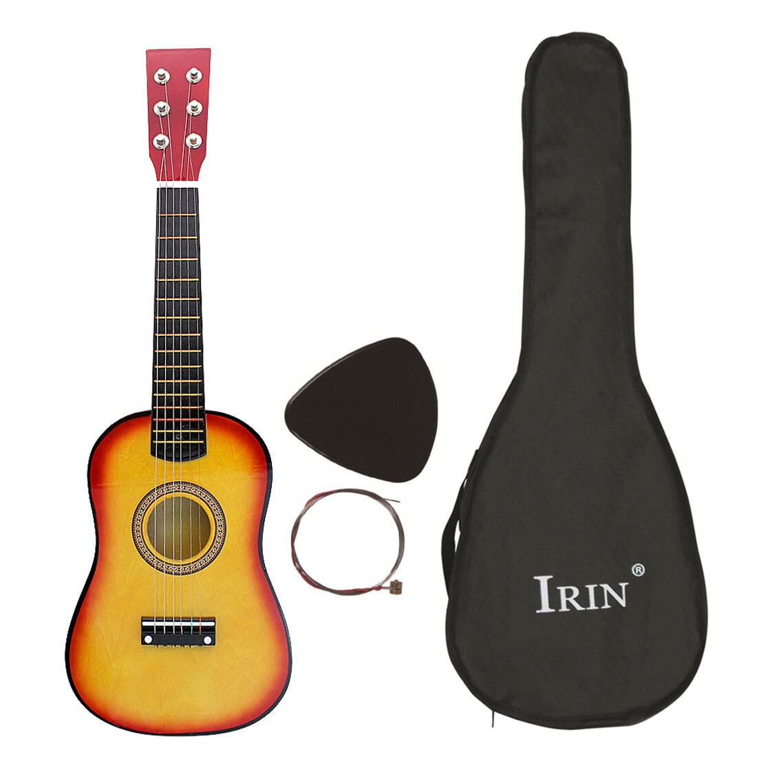 Irin 25 " 6- strenget akustisk guitar med guitar tilbehør sæt til begyndere træning børn basswood lille guitar ukelele: Gul
