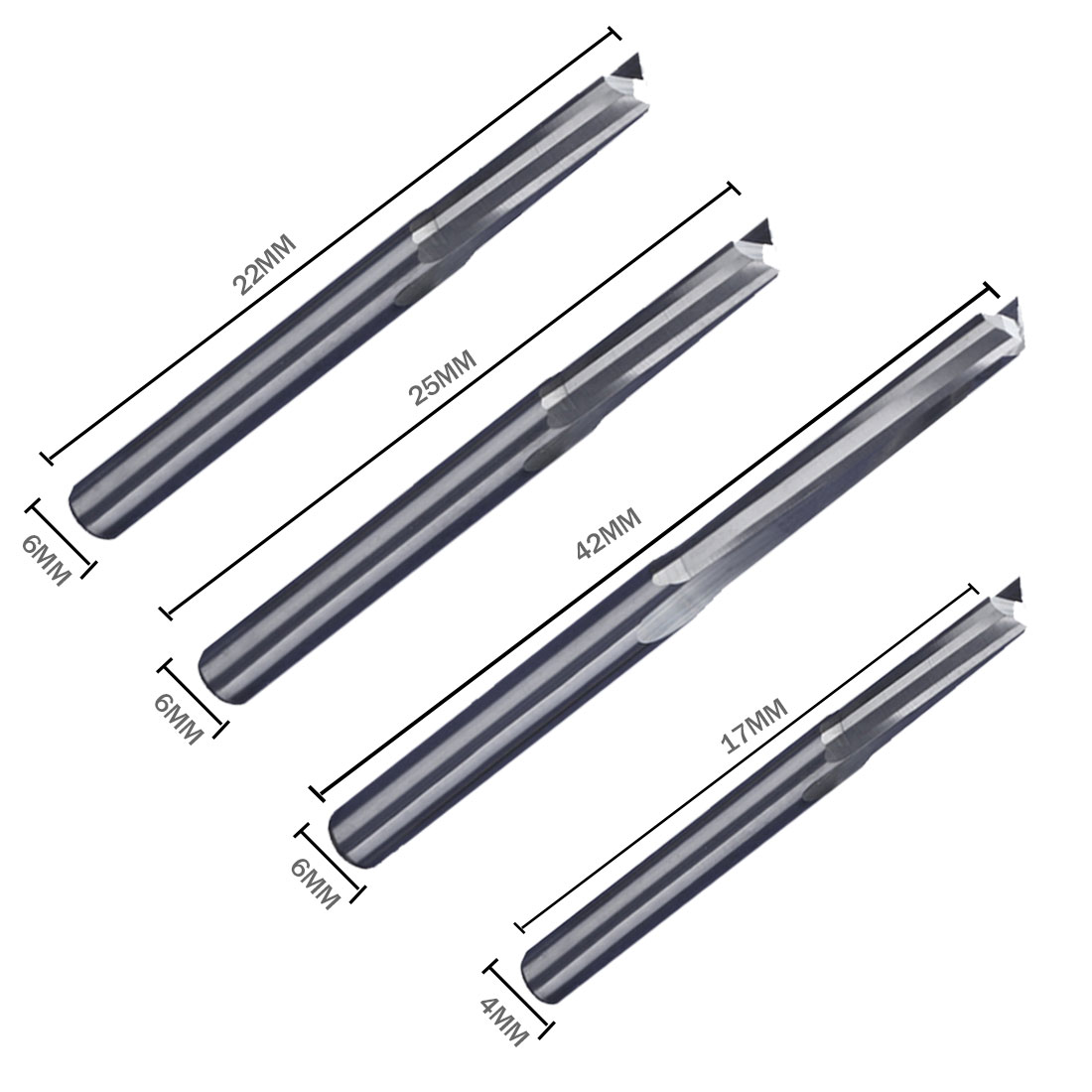 Double-edged straight slot milling cutter 4/6mm Bits for Cutting CNC machine tool 2 Flute Milling Cutter Tungsten Carbide