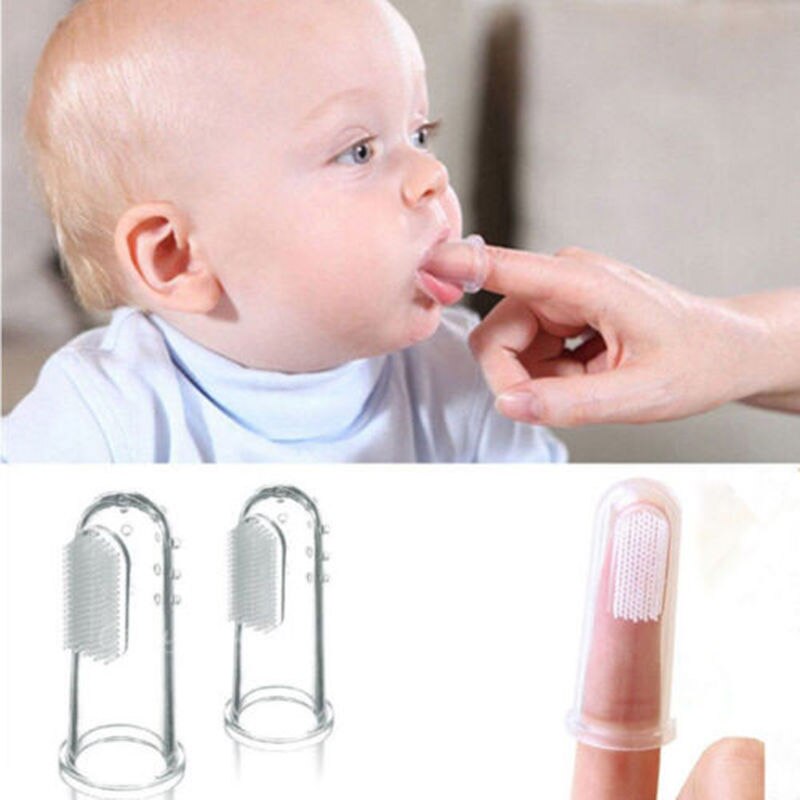 Enfants bébé doigt brosse à dents Silicone brosse à dents + boîte enfant en bas âge infantile dents clair Silicone doux doigt dent brosse dents en caoutchouc