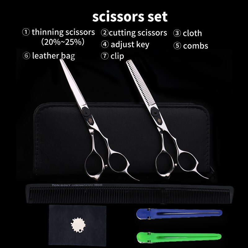3 Kleuren Japan 440C 6 Inch Snijden Dunner Styling Tools Set Haar Schaar Professionele Kapper Schaar: SLIVER SET BAG