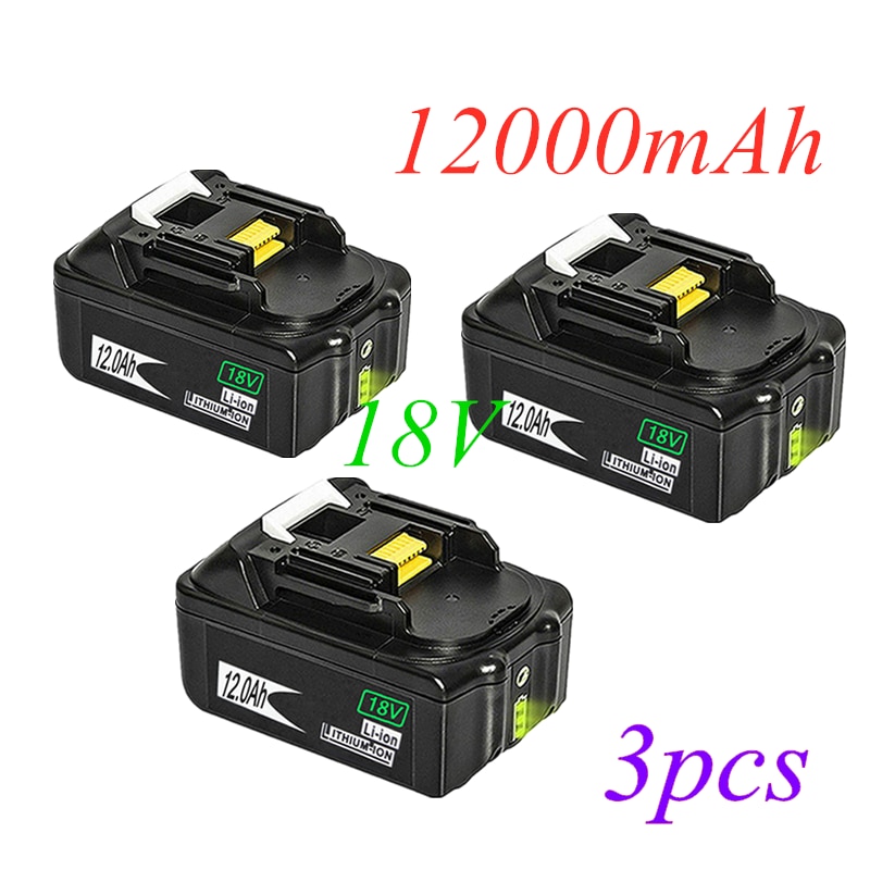 3 Pcs 18V 12000 Mah 12.0Ah Rechargeablefor Makita Power Tools Batterij Met Led Li-Ion Vervangende Lxt BL1860B BL1860 BL1850