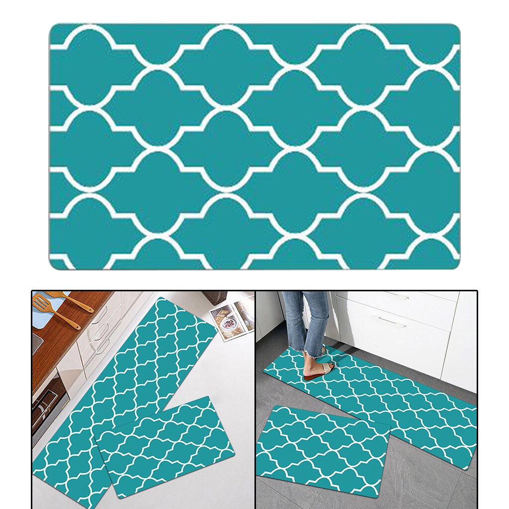 Anti Fatigue Kitchen Rug Cushioned Kitchen Standing Mat Waterproof Non Skid: Green 75x45cm