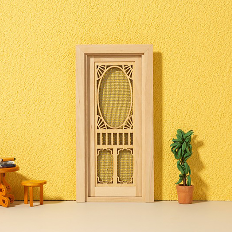 1/12 Poppenhuis Miniatuur Hout Externe Enkele Deur Houten Raamkozijn Diy Accessoires Pophuis Meubels Speelgoed Multi Stijlen