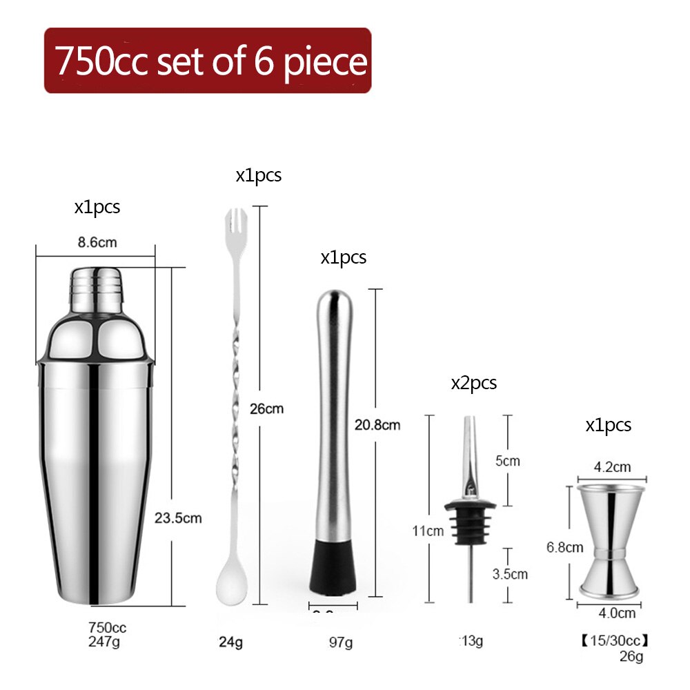 Stainless Steel Cocktail Shaker Bartender Kit Bar Drink Tools Barware Accessories for Home Bars and Party Events: 2 / 201 stainless steel
