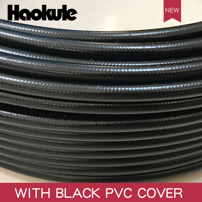 Tuyau tressé d'acier inoxydable de téflon de HAOKULE 3AN/AN3 PTFE avec la couverture noire/claire/bleue de PVC: WITH BALCK PVC COVER