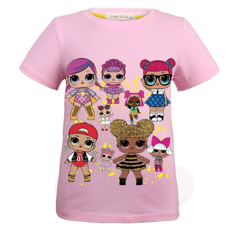 Peuter Kids Meisjes Lol Cartoon Party Tops Zomer Korte Mouw T-shirts Voor Meisje Kleding Casual T-shirt 3-8 Jaar baby Kleding: pink / 130