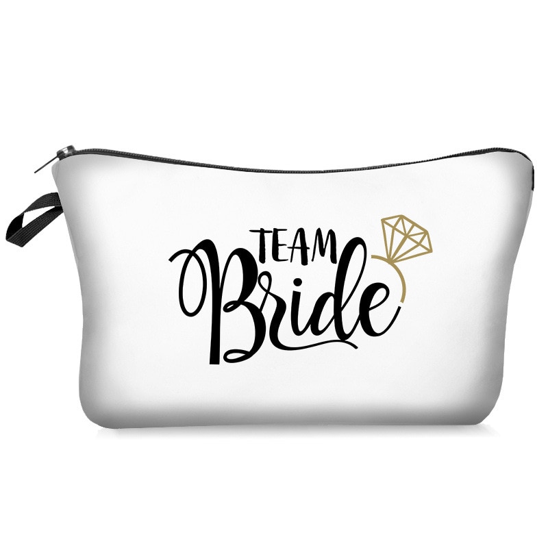 Team Bruid Brief Gedrukt Make-Up Tas Wit Cosmetische Zakken Bruidsmeisje Wedding Party Make Pouch Dames Beauty Case Toilettas: A2