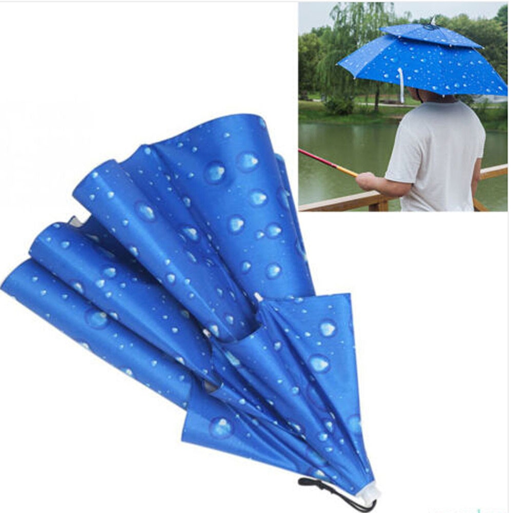 Headwear Cap Outdoor Foldable Double Umbrella Hat Sun Rain Cap Camping Fishing Caps Sunscreen Shade Umbrella Fishing Tackle