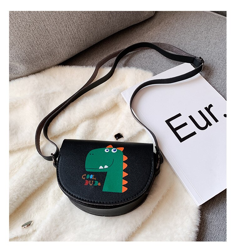 Cartoon Regenboog Kinderen Mini Crossbody Bag Pu Leer Baby Kids Smile Bloem Portemonnee Leuke Jongens Meisjes Accessoires Tas: Dinosaur