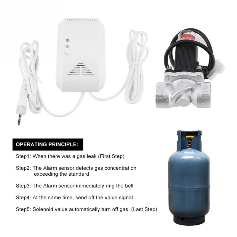 Natural Gas Alarm Sensor Leakage Detector House Safety Device with Solenoid Valve