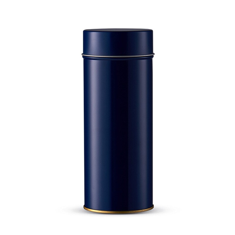 Tinplate Cans Metal Tea Cans Sealed Solid Color Simple Tea Boxes: navy