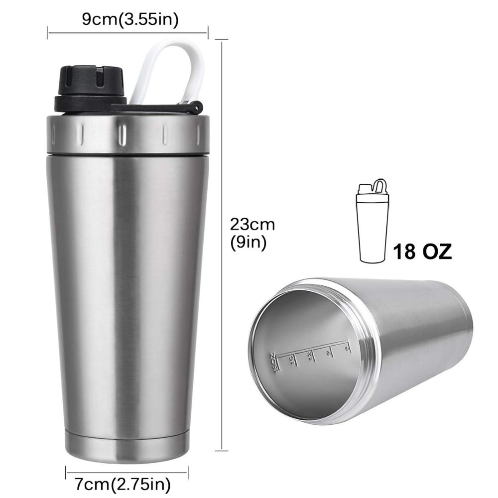 20oz Double paroi protéine Shaker bouteille en acier inoxydable tasse d'eau vide isolé bouteille large bouche étanche Sport Drinkware