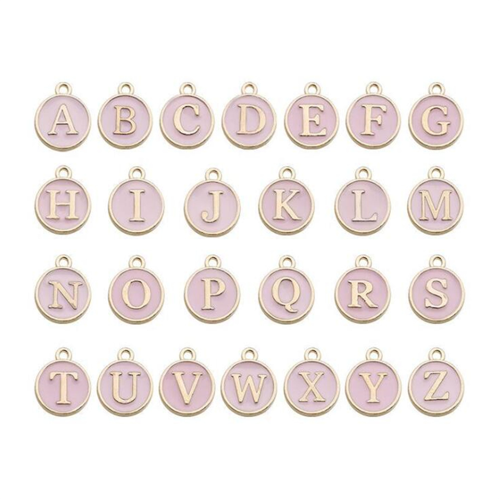 Juego de colgantes con letras del alfabeto de A-Z para mujer, pulsera y pendientes hechos a mano, accesorios para hacer joyas, suministros, 12mm, 1 Juego: Rojo rosado