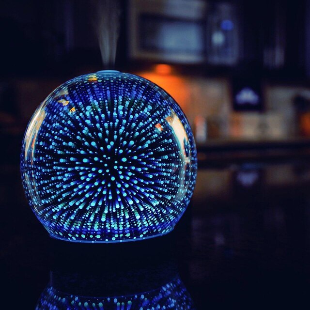 3D Glass Oil Diffuser 200ml Premium Ultrasonic Aromatherapy Oils Humidifier With Amazing LED Lights: UK