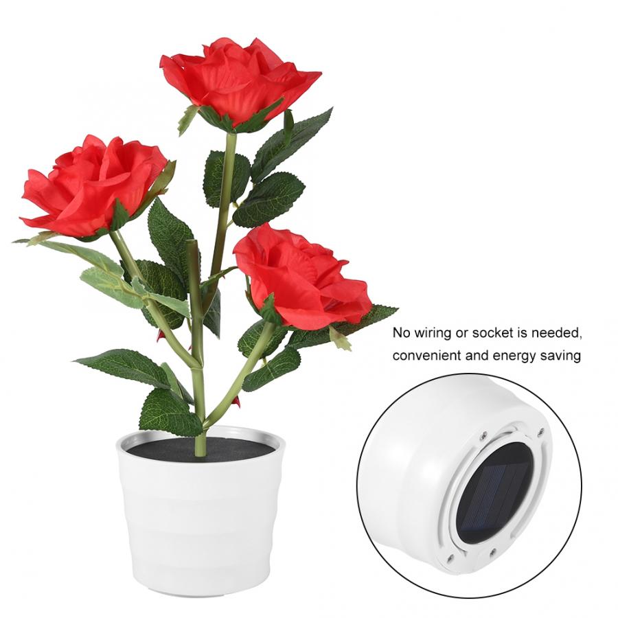 Kunstmatige Bloem Lamp 3LED Kunstmatige Rose Lamp Solar Simulatie Bloem Licht Led Bonsai Home Decoratie Bloem Lamp: Default Title