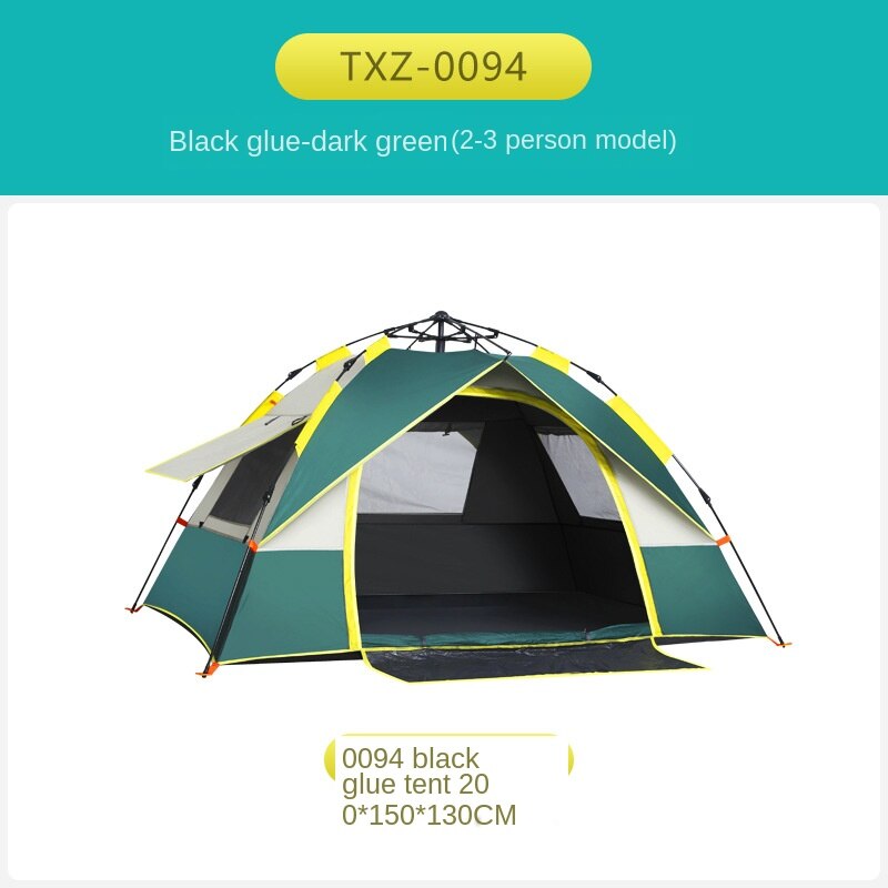 Fully Automatic Tent Outdoor 3-4 People Thick Water Resistant Double Camping Open Country Camping Tent: armygreen