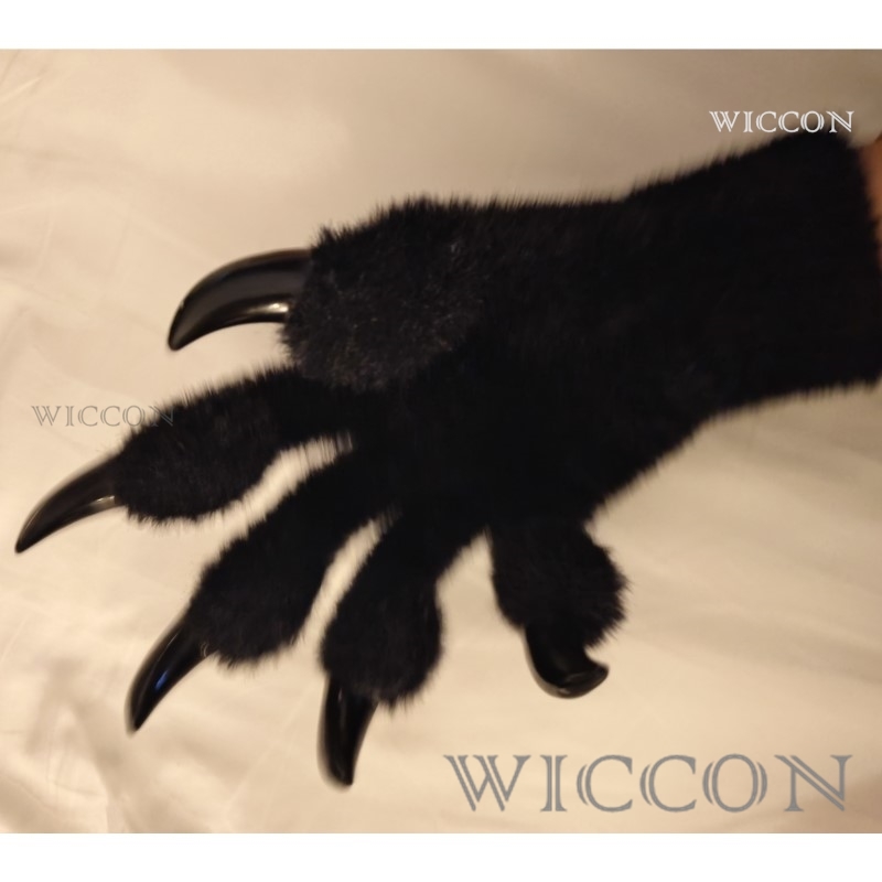 Furry Gloves Kig Fursuit Kigurumi Cosplay Plush Gloves Full SeasonGloves Claw Black White Multicolor Claw Cute Cool Furry