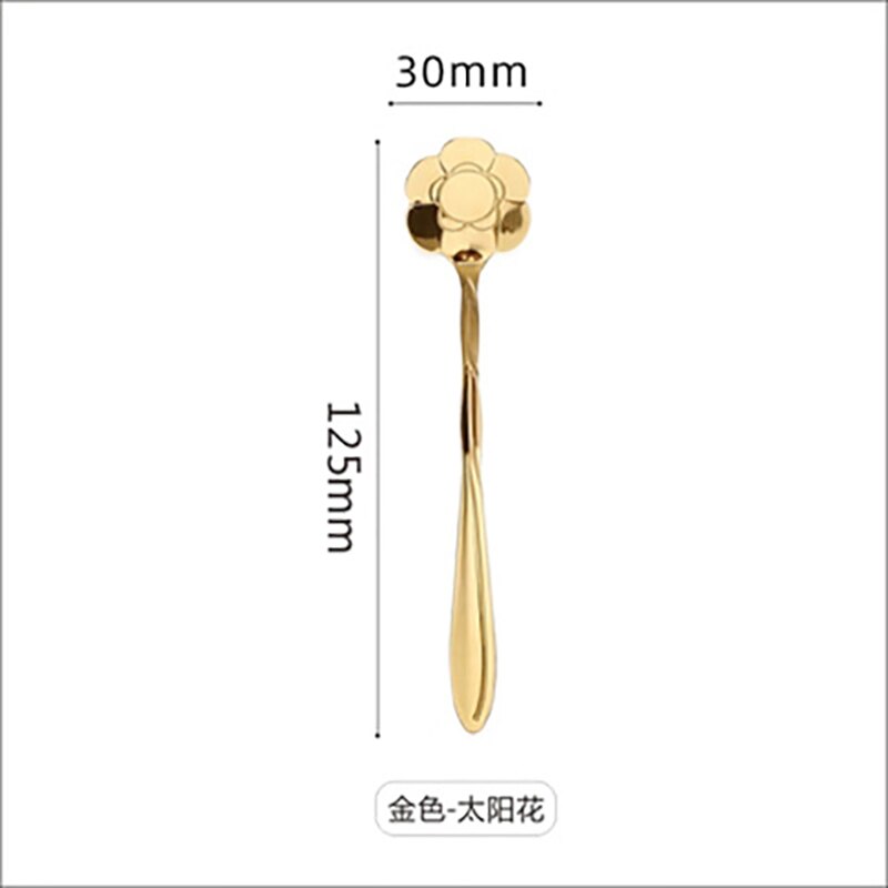 Cuillère à glace en forme de fleur de cerisier, petite poignée, créative et pratique, en acier inoxydable, en titane