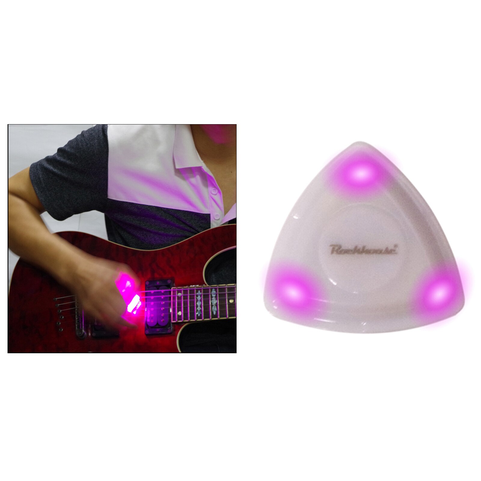 Gitar plukker gitar plekter plast ledet plukk til elektrisk akustisk bass gitar 41 x 41 x 7mm: Lilla lys