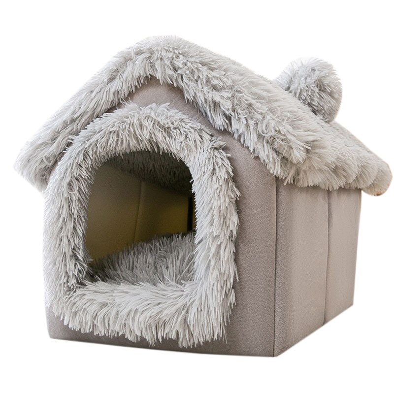 Abnehmbare Hund Haus Welpen Zwinger Haustier Luxus Villa Katze Zelt Nest Geschlossenen Teddy Chihuahua Höhle Kleine Hunde Korb Hund Liefert: grau / L 53x43x46cm