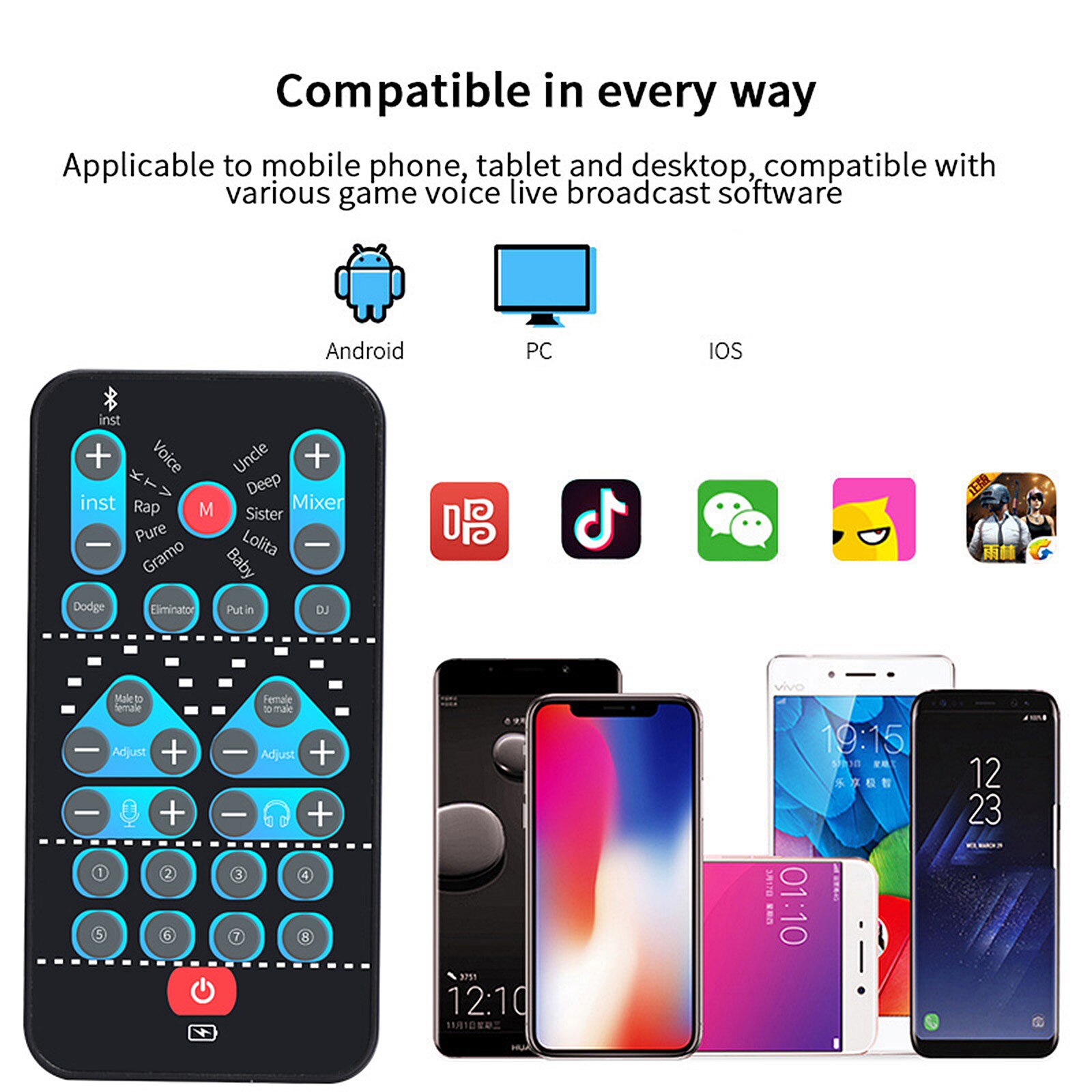 Voice Changer Mini Portable 10 Voice Changing Modulator with Adjustable Voice Functions Phone Computer Sound Card Mic Tool