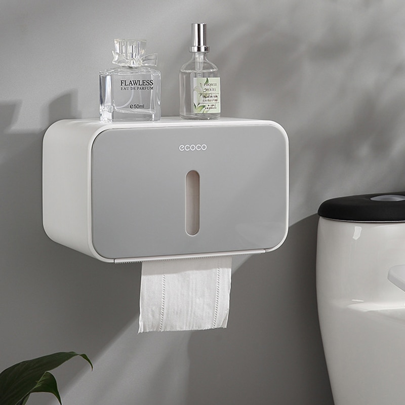 Ecoco Toiletrolhouder Wall Mounted Papieren Handdoek Houder Tissue Doos Keuken Handdoek Dispenser Voor Toiletpapier Toiletrolhouder