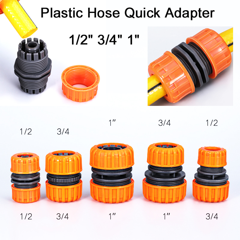Adaptateur rapide pour tuyau d'arrosage, 1/2 "3/4" 1 ", 12mm 19mm 25mm, réparation de connecteur en plastique, connecteur de tuyau étendu, système d'irrigation