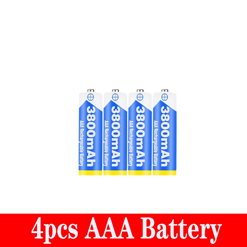 Figh 1.2V 3800mAh NI MH AAA Pre-Charged Ni-MH Rechargeable aa Battery For Toys Camera Microphone Batteries + Charger: Black