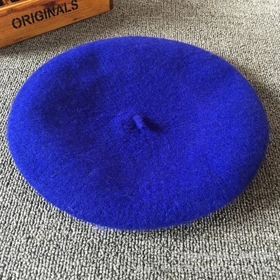 Vinter dam hatt vintage basker ull 32 färger keps pillbox hatt gorras planas hombre hattar basker boinas mujer ull mössa hatt: Safir
