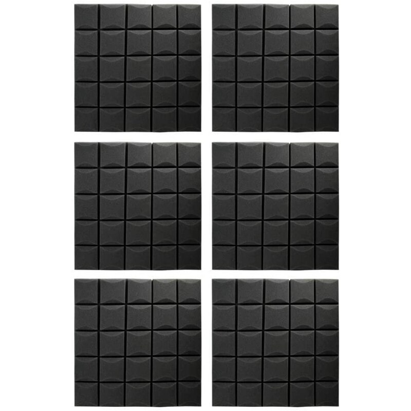 Tablero de aislamiento acústico de espuma de estudio de grabación, 6 uds. Paneles acústicos de alta densidad de espuma de algodón absorbente de sonido de setas