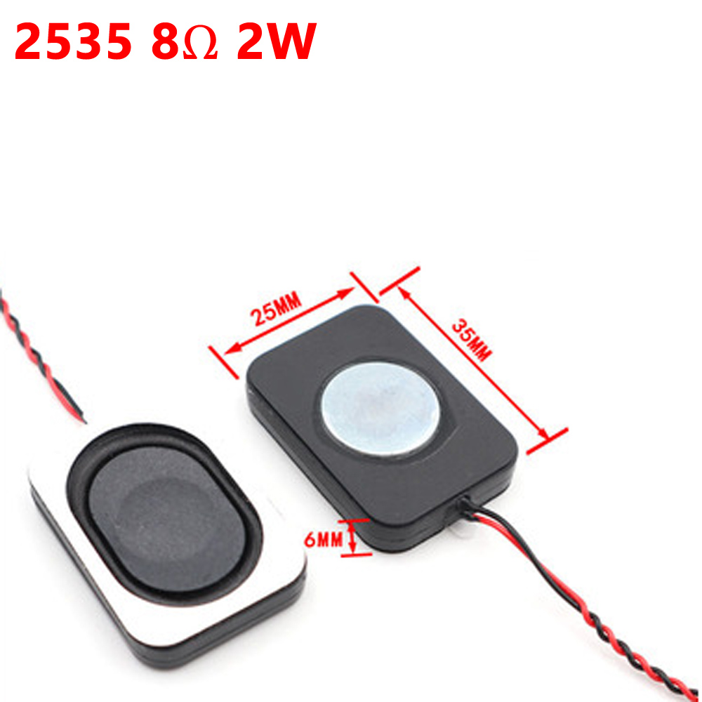 1 Uds 8 ohm 2W 4 ohm 3w 4ohm2w vatio altavoz cuadrado de pequeña cavidad ordenador portátil 2535 2030 altavoz de caja ultrafina espesor 7mm: Negro