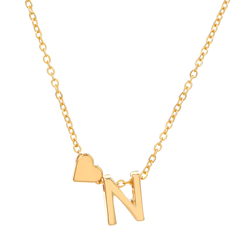 Nueva , collares de A-Z Capital para mujer, cadena corta de Color dorado, colgantes de corazón, artículos diarios sexis, joyería para el cuello, collar de decoración para: Pistola negra plateada