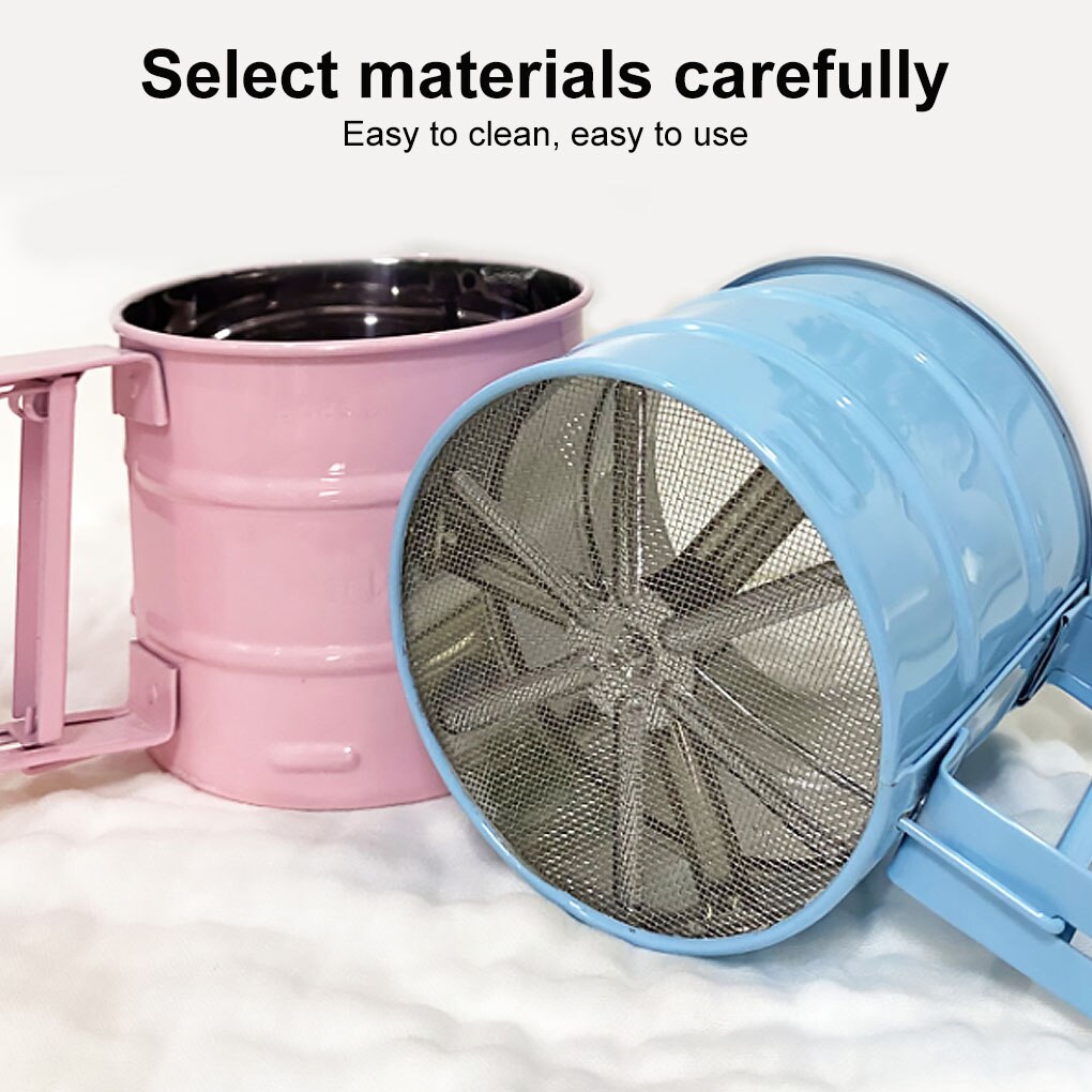 Handheld Meel Zeef Semi Automatische Hand Knijpen Mesh Screen Suiker Zeefje Keuken Bakken Tool