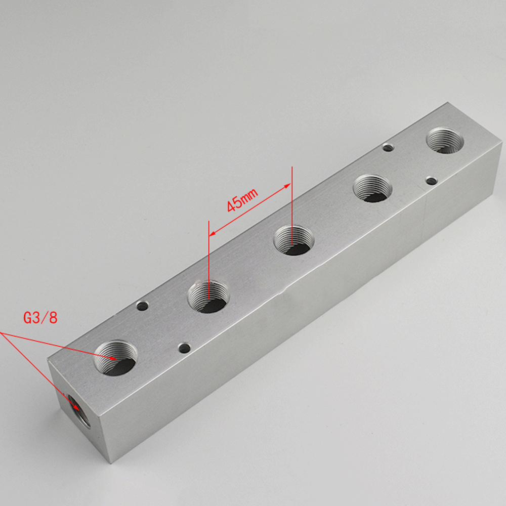 BSP-Bloque de colector de aire de aluminio sólido, compresor de aire neumático, divisor cuadrado de 3/8 pulgadas, 35x35mm, 2, 3, 4, 5, 6, 7, 8, 10, 12 vías: Amarillo claro