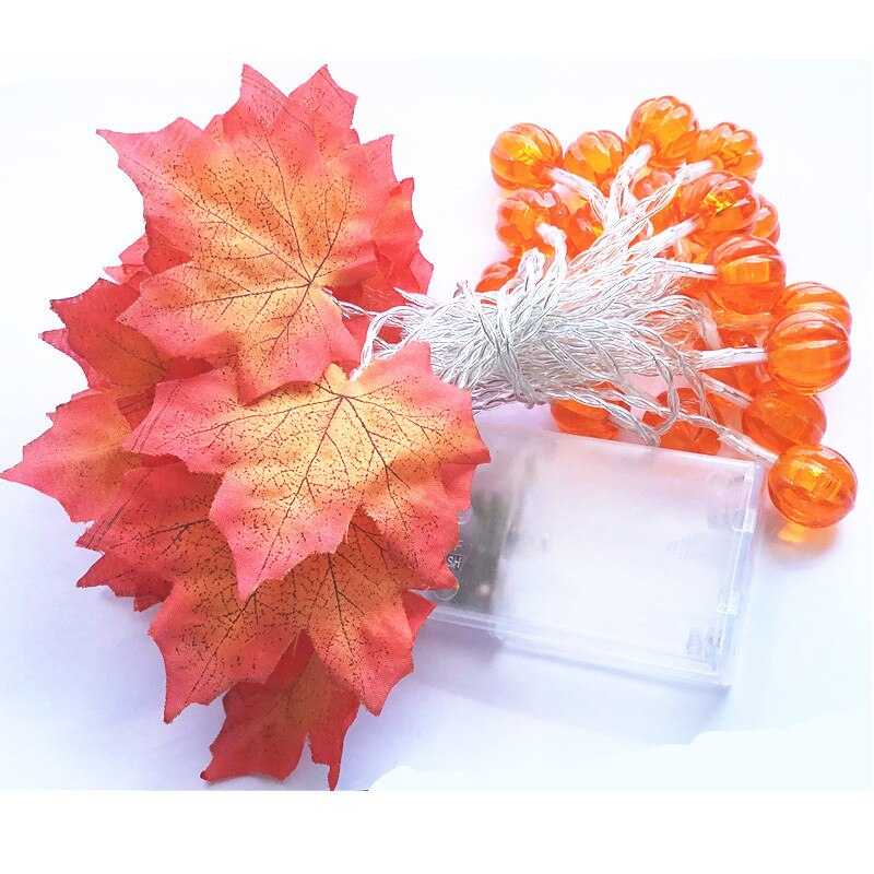 Kunstmatige Herfst Esdoorn Bladeren Pompoen Guirlande Led Kerstverlichting Voor Kerst Decoratie Thanksgiving Party Diy Halloween Decor: Maple and Pumpkin