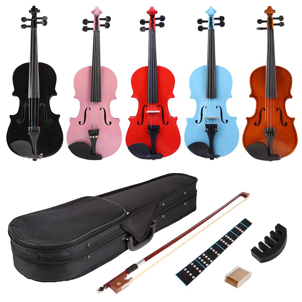 1/8 schiene Helle Akustische Violine Geige mit Kolophonium fallen Bogen Schalldämpfer Bausätze matt für freundlicher Studenten Anfänger fallen Stumm Bogen saiten