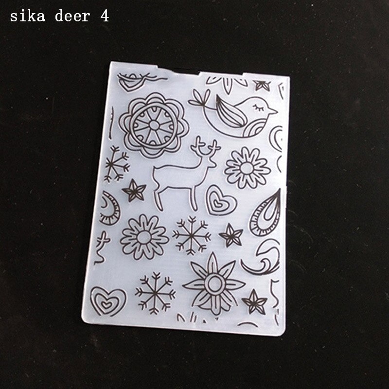 Handmaking Cards Making 1Pcs Transparent Embossing Formwork Concave-convex Photo Album Decor DIY Template 14.5*10.5CM Plastic: sika deer 4